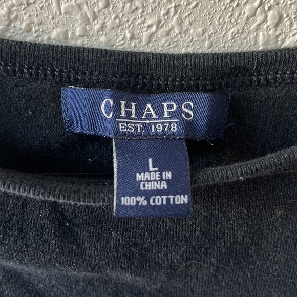 Chaps black white striped boatneck top - Picture 2 of 4